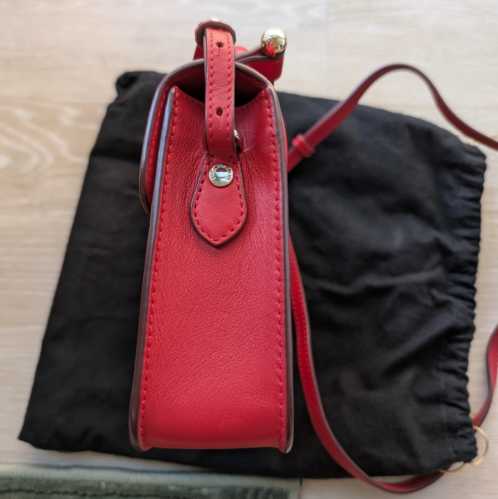 [Strathberry] Authentic Ruby Red Nano Tote Gold Hardware with Leather Strap - Picture 6 of 15